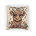 Cute Highland Cow Tapestry Pillow, Autumn Farmhouse Decor