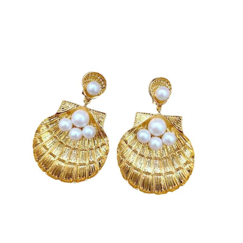 Golden Gulf Shell Drop Earrings