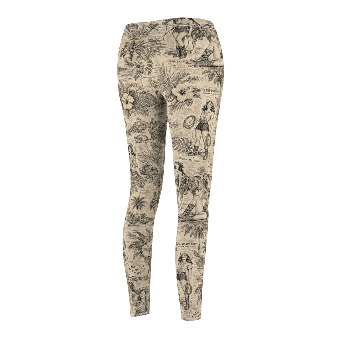 Coastal Cowgirl Leggings for Women, Western Toile Print