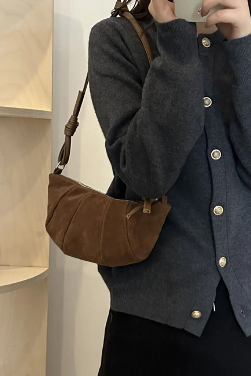 Mesa Velvet Crescent Shoulder Bag