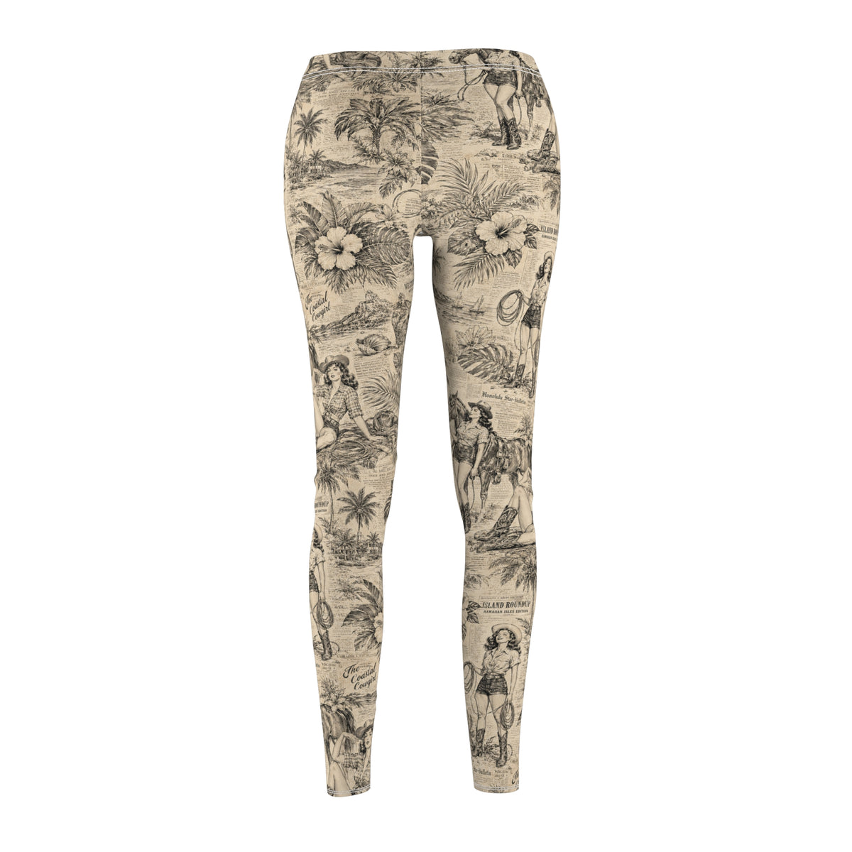 Coastal Cowgirl Leggings for Women, Western Toile Print