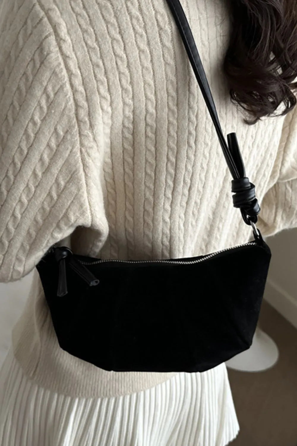 Mesa Velvet Crescent Shoulder Bag