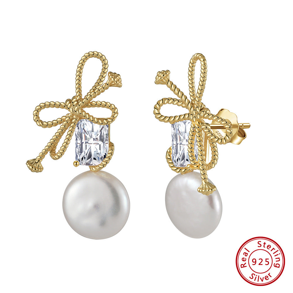 Gulf Pearl Bow Drop Earrings