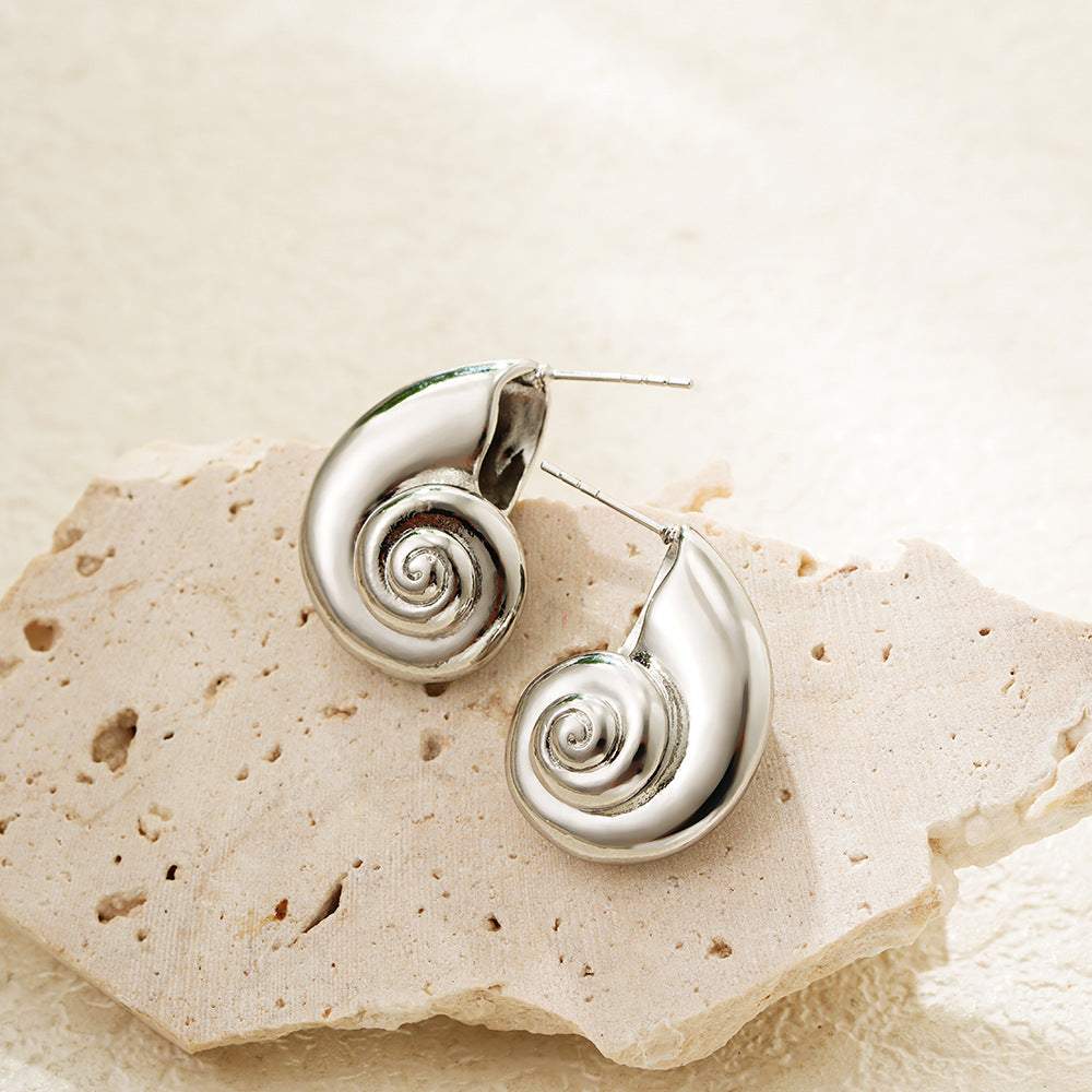Silver Tide Conch Earrings
