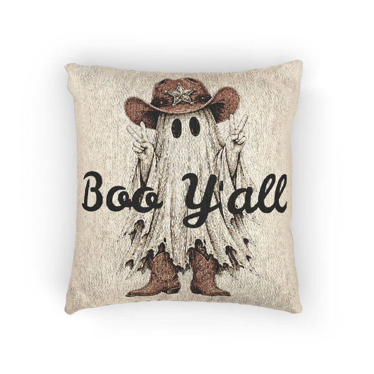 Cowboy Ghost Tapestry Pillow, Boo Y’all Western Halloween Decor
