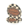 Personalized Car Coasters Set of 2, Custom Coasters, Funny Western Cowboy Checkered Car Accessories