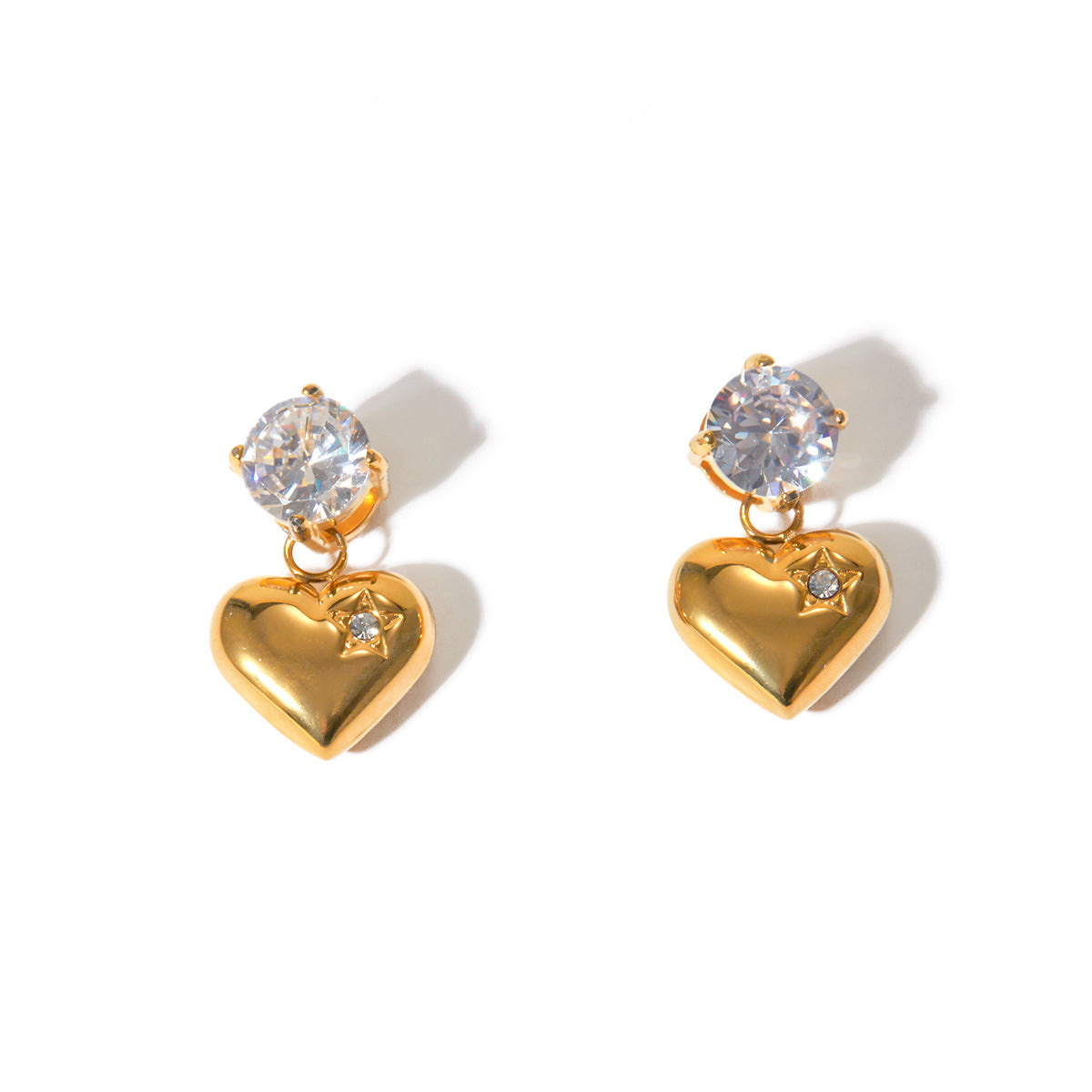 Golden Heartlight Drop Earrings
