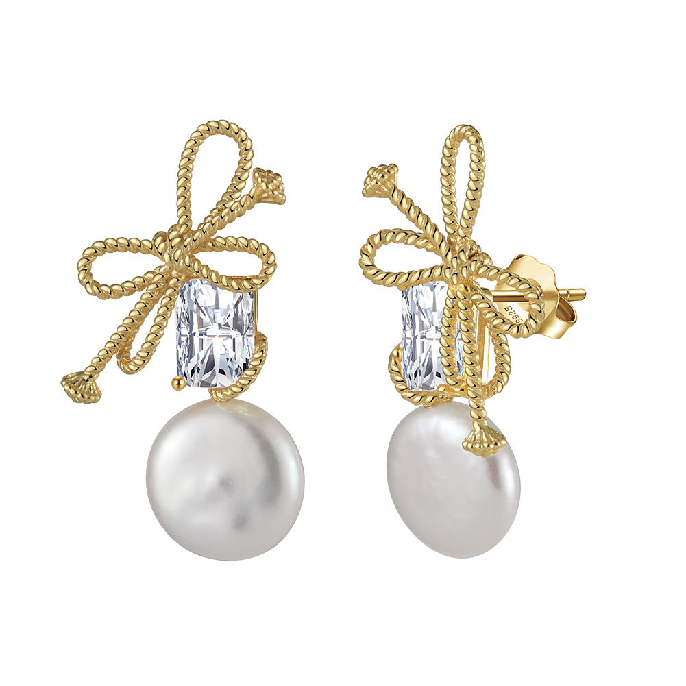 Gulf Pearl Bow Drop Earrings