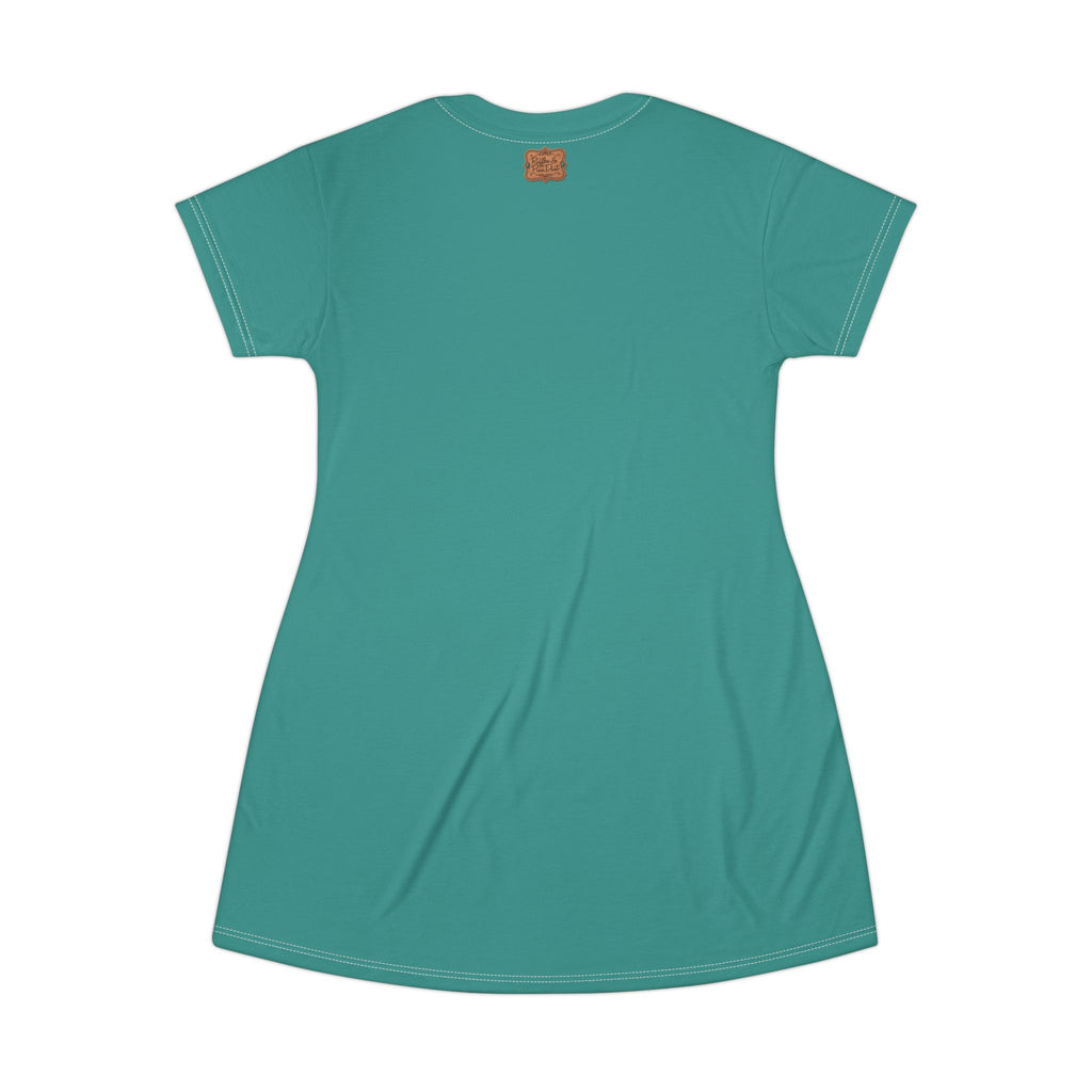 Boho Western Dress for Women, Graphic T Shirt Dress - Turquoise My Grandkids
