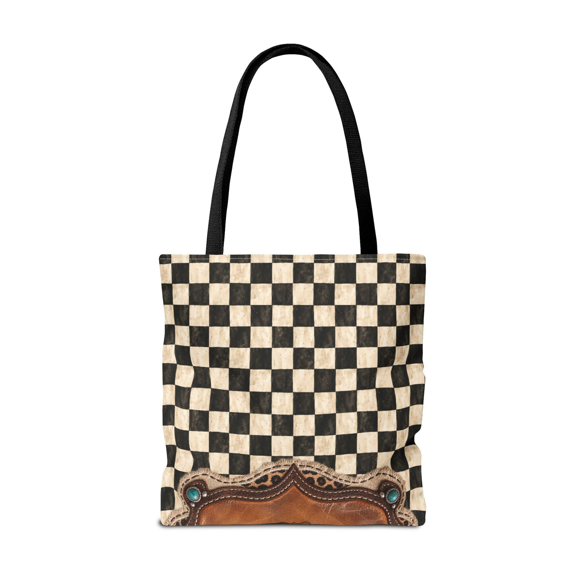 Personalized Tote Bag, Checkered Cowgirl Design, Custom Name