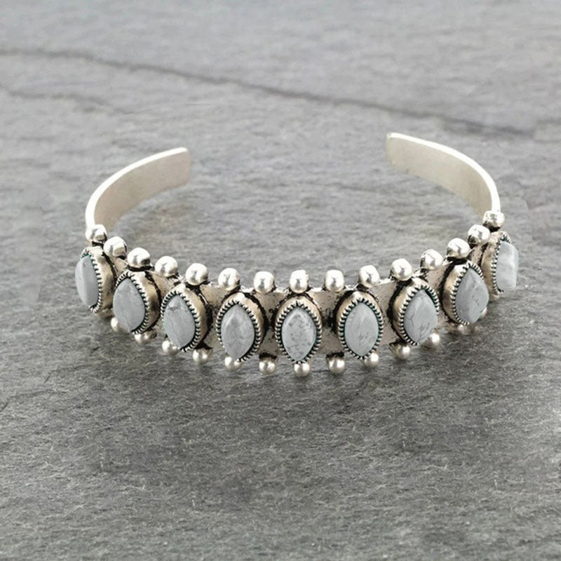 Turquoise-look western cuff bracelet with silver-tone detail for cowgirl outfits