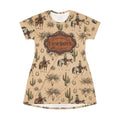 Boho Western Dress for Women, Graphic T Shirt Dress - Cowboy Print Cowboys