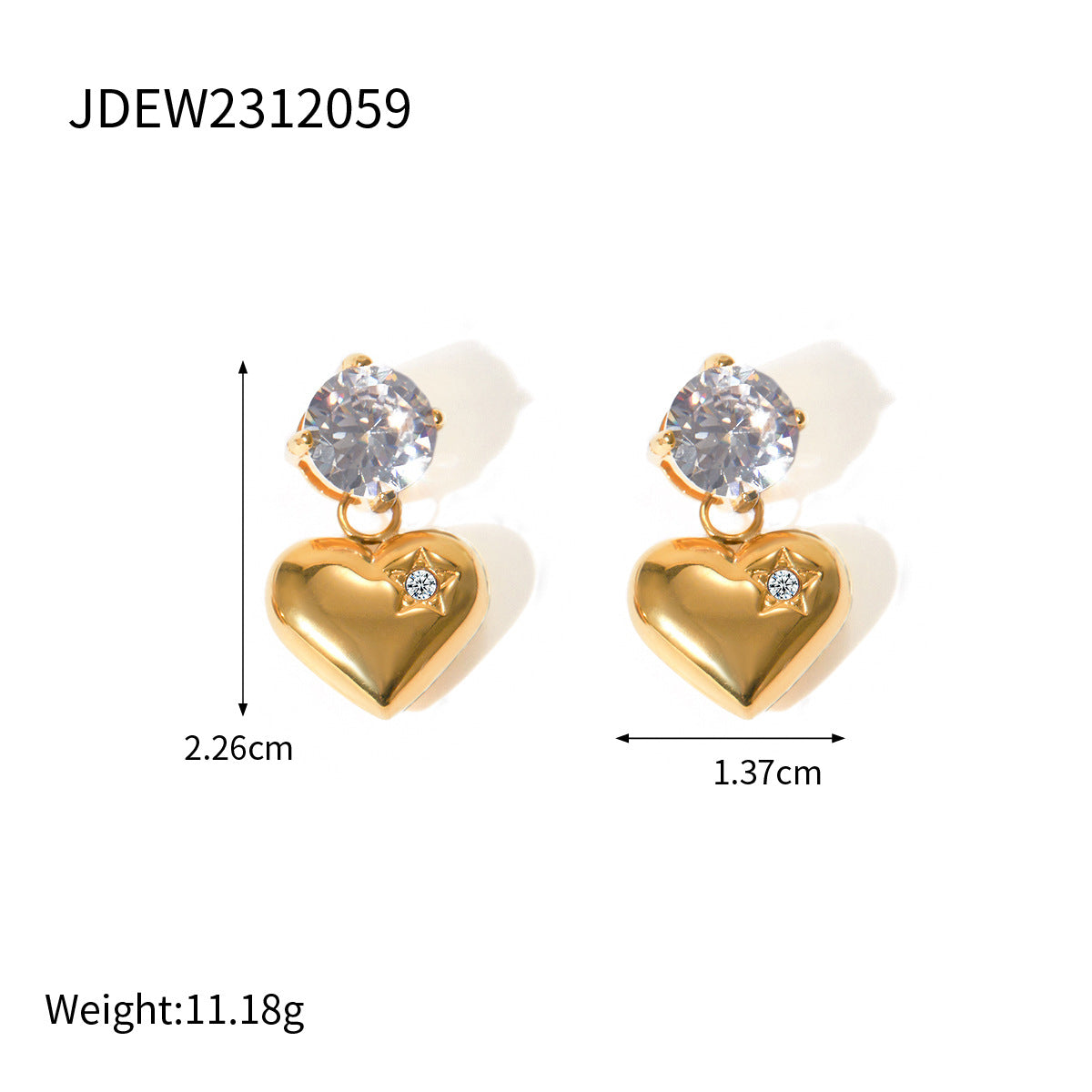 Golden Heartlight Drop Earrings