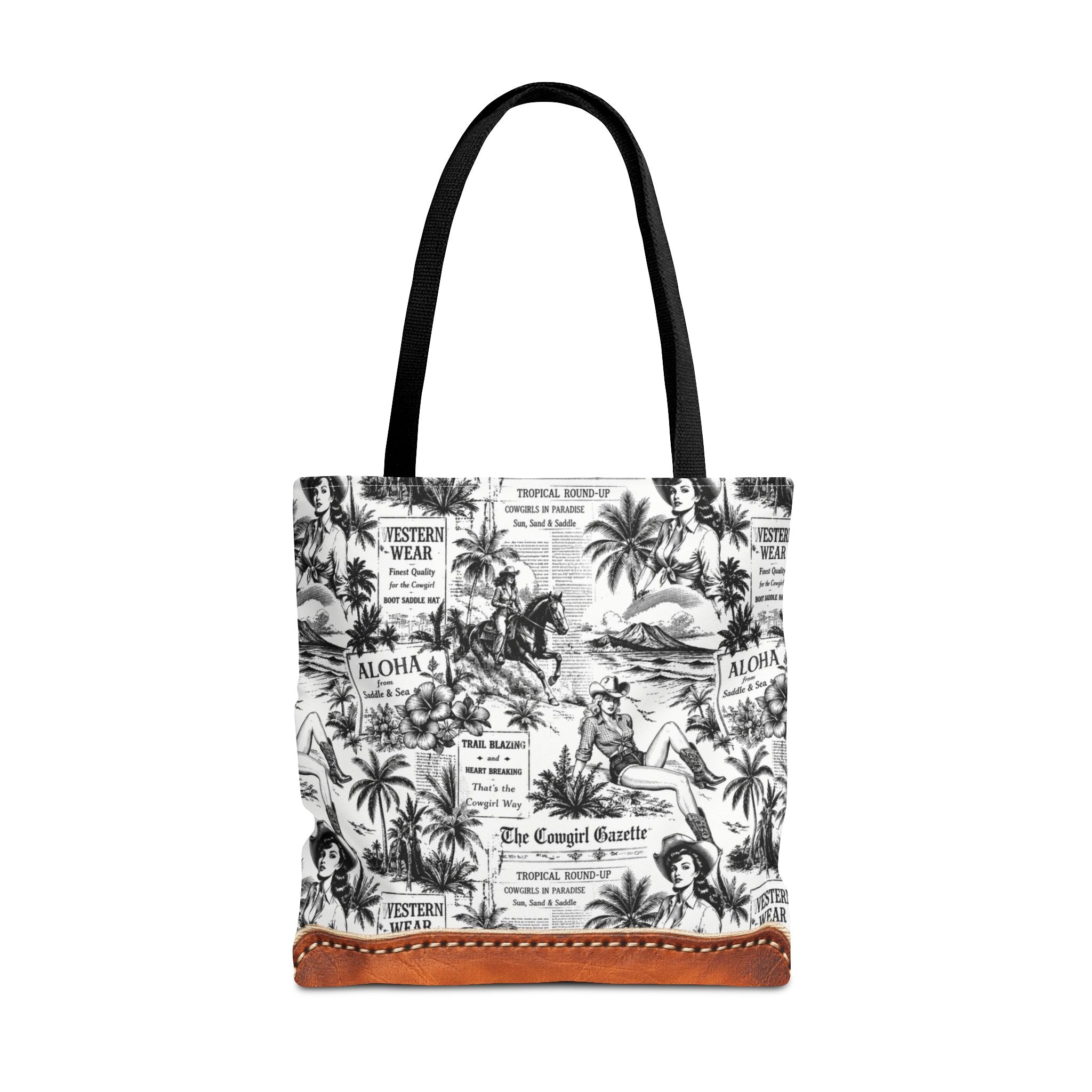 Coastal Cowgirl Tote Bag, Western Horse Toile Beach Bag, 3 Vintage Designs and 3 Sizes
