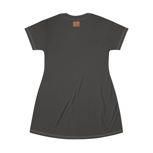 Boho Western Dress for Women, Graphic T Shirt Dress - Charcoal Cowboys