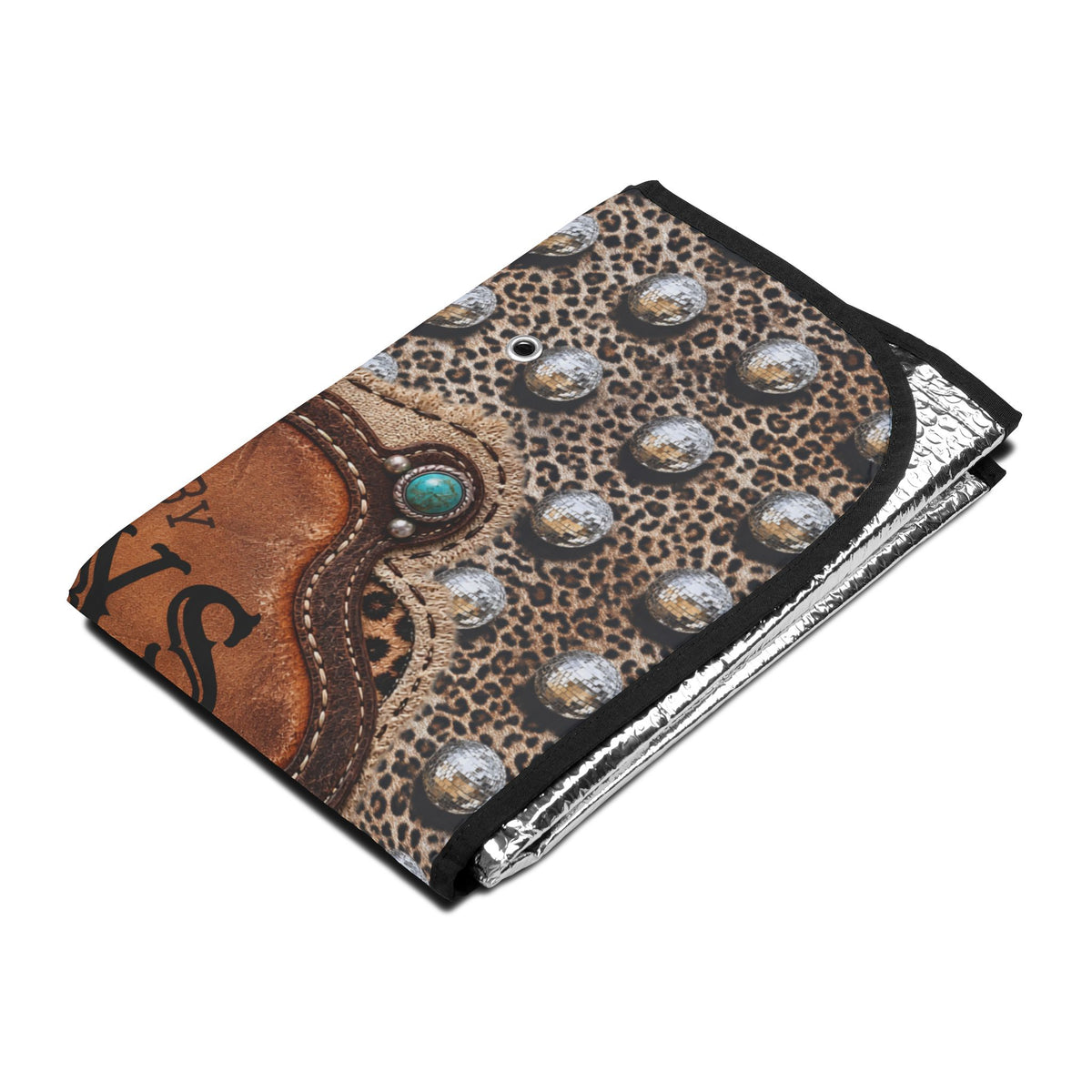 Personalized Western Car Sun Shade, Custom Easily Distracted by Cowboys Leopard Cowgirl Windshield Cover