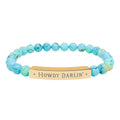 Turquoise Engraved Bracelet: HOWDY DARLIN' Natural Stone Stretch Bar