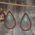 Mesa Wood & Turquoise-Color Teardrop Earrings