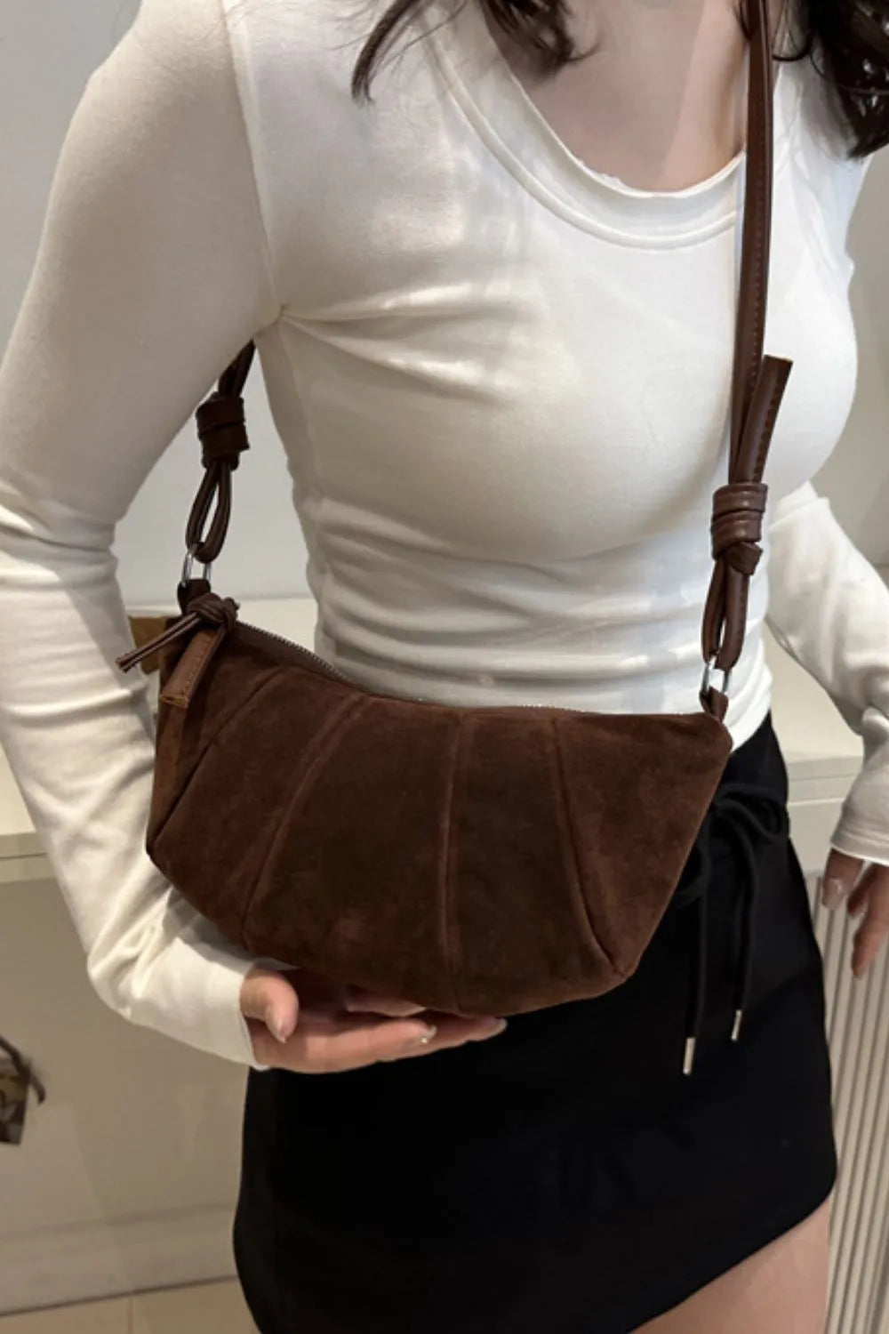 Mesa Velvet Crescent Shoulder Bag