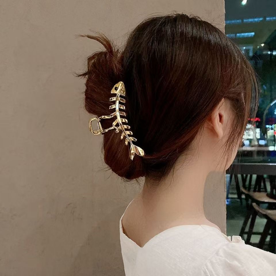 Golden Tide Fishbone Hair Claw