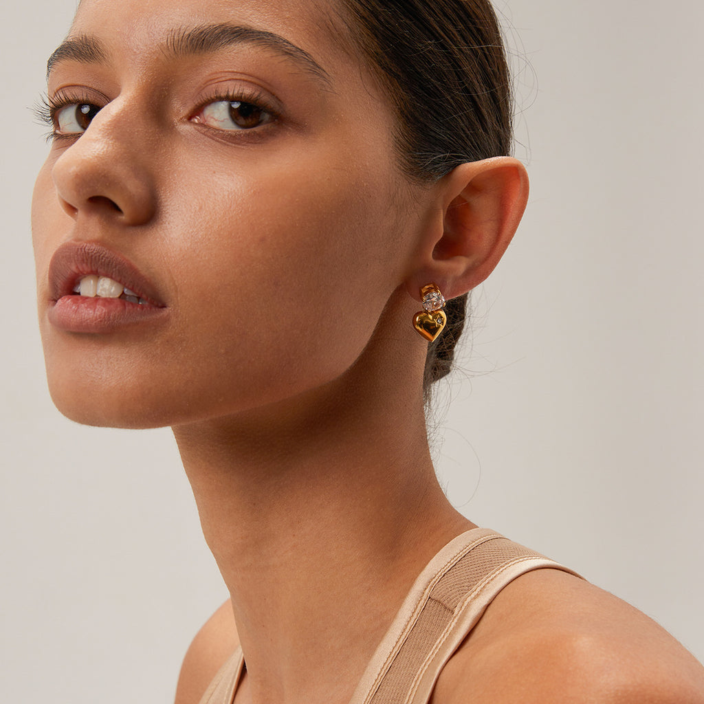 Golden Heartlight Drop Earrings