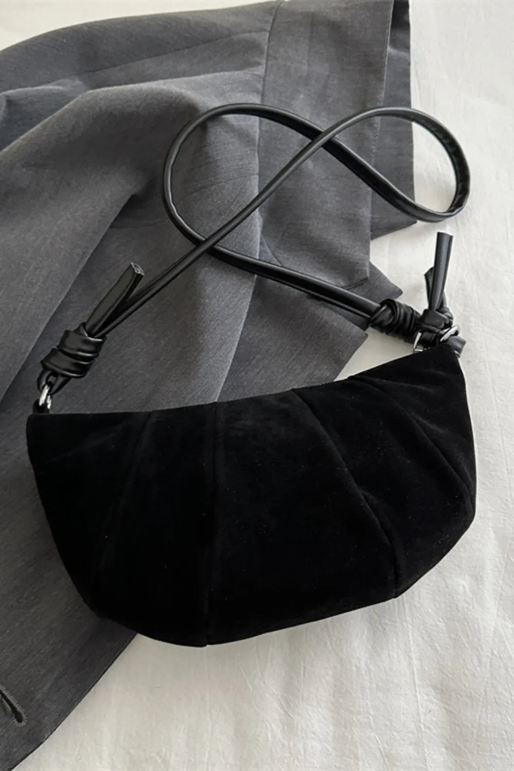 Mesa Velvet Crescent Shoulder Bag