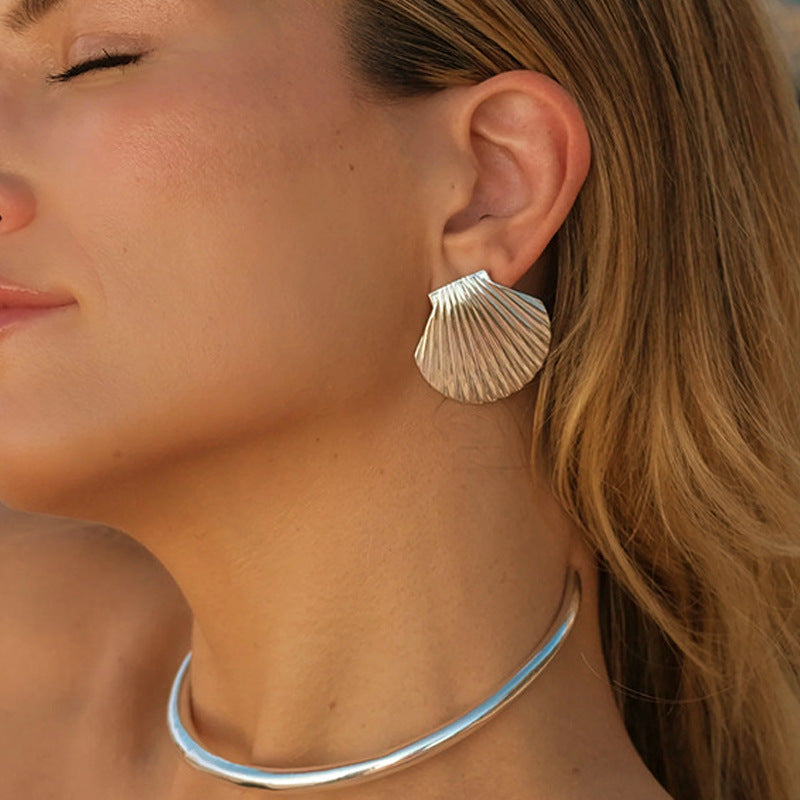 Sunlit Shell Statement Earrings