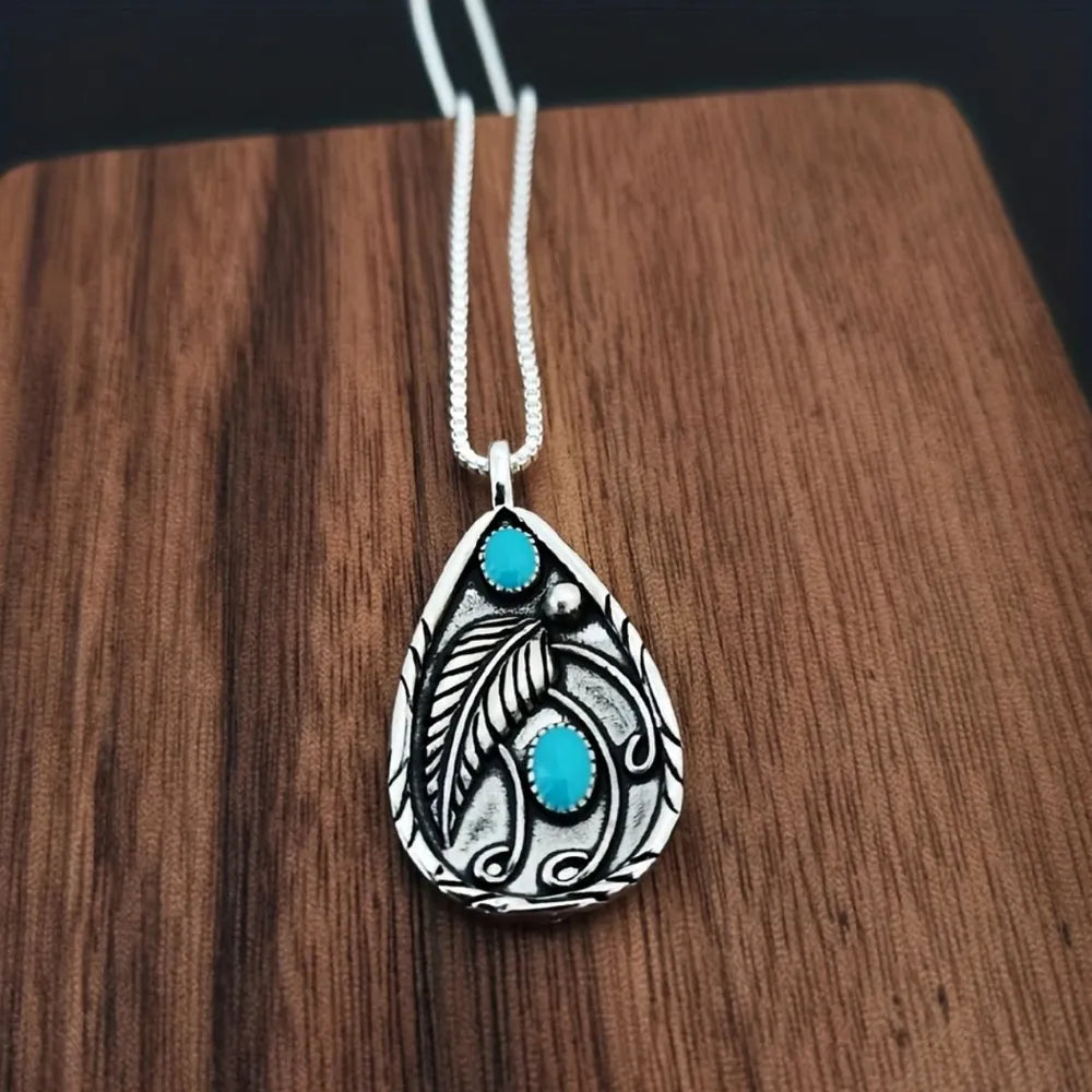 Blue Mesa Etched Teardrop Pendant Necklace