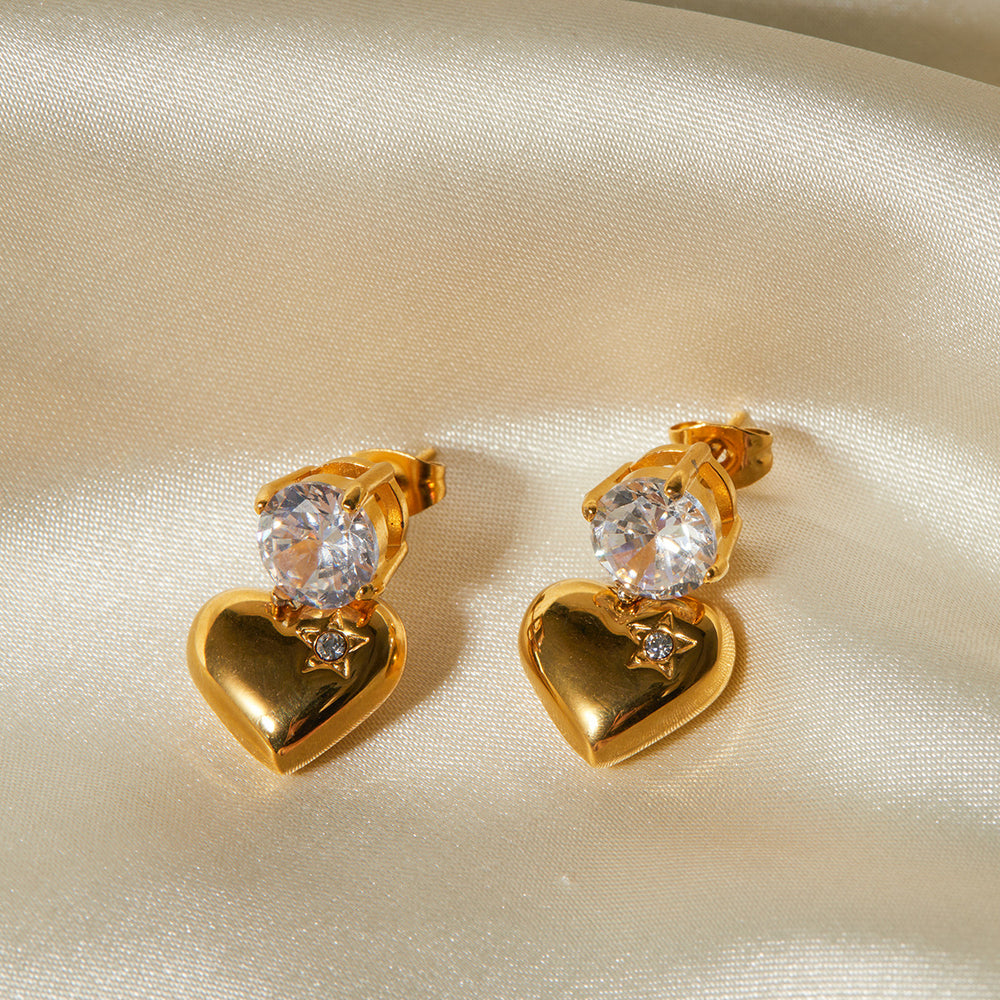 Golden Heartlight Drop Earrings