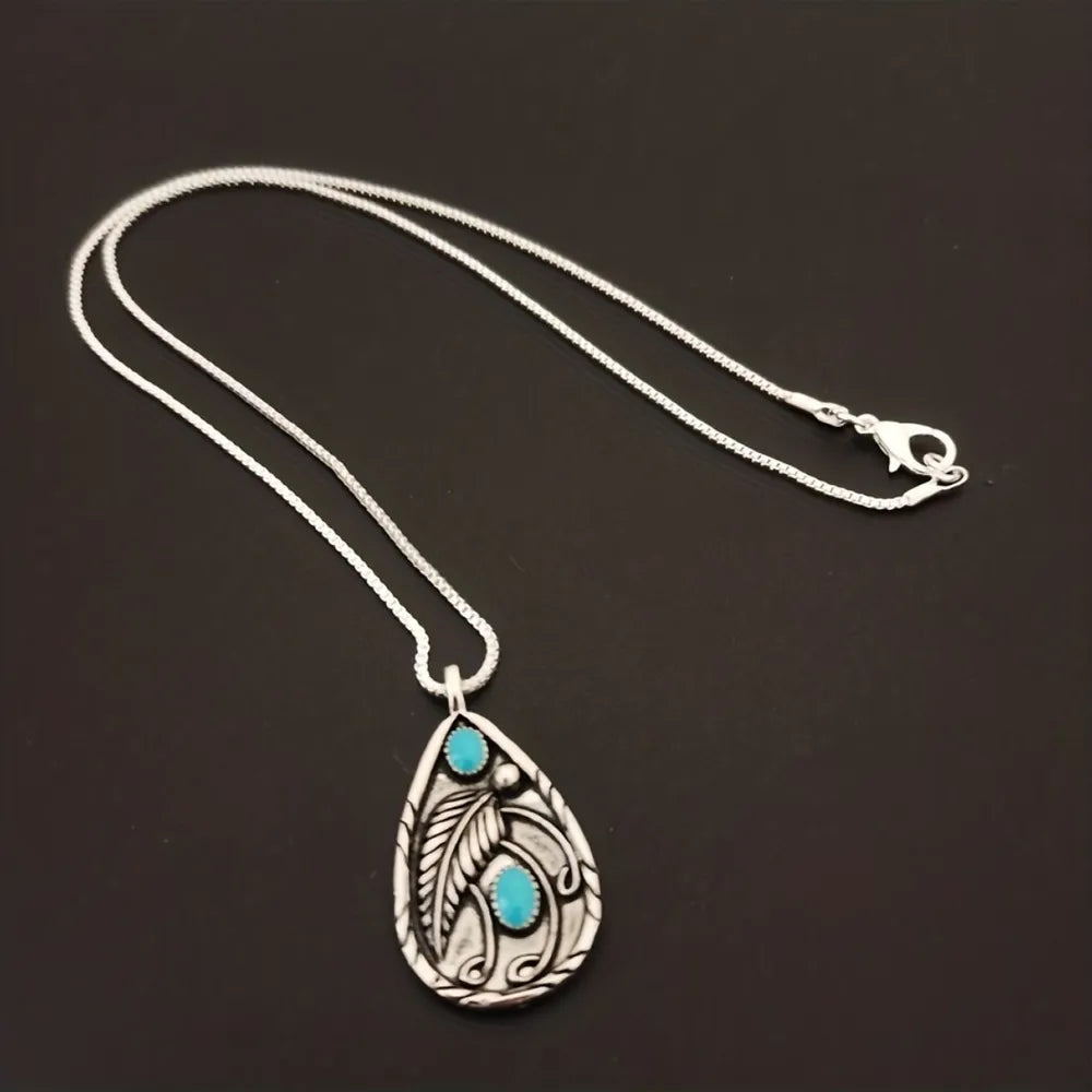 Blue Mesa Etched Teardrop Pendant Necklace