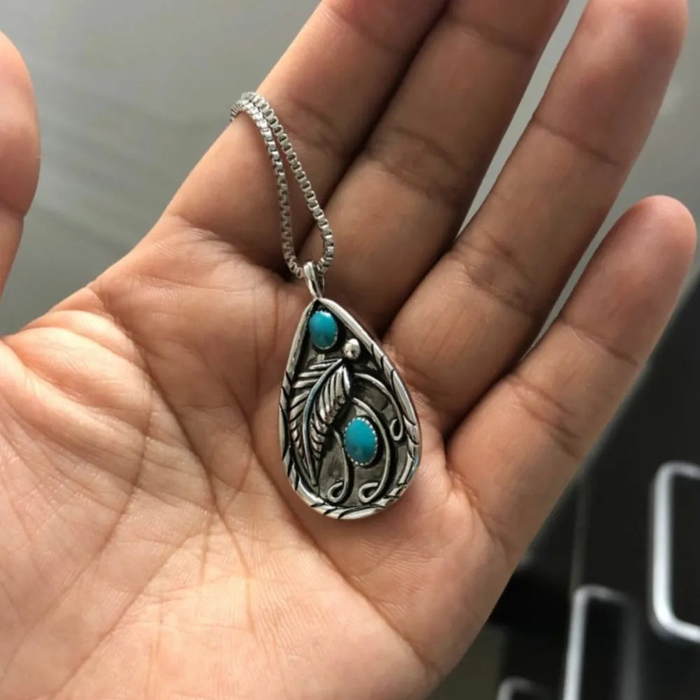 Blue Mesa Etched Teardrop Pendant Necklace