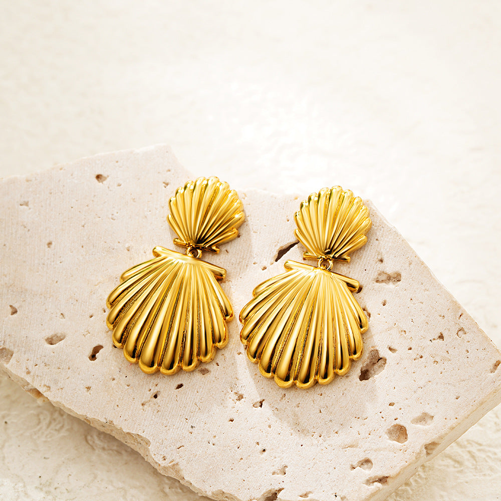 Sunlit Shell Statement Earrings