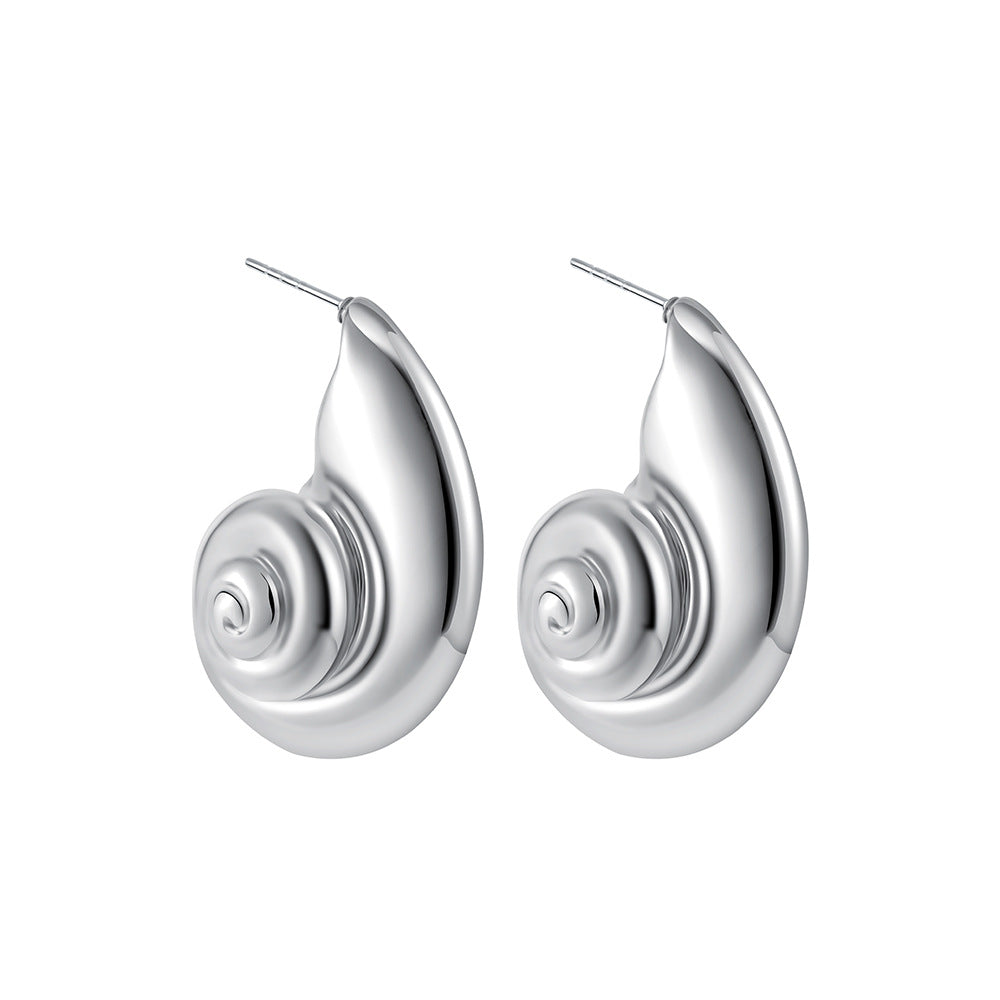 Silver Tide Conch Earrings