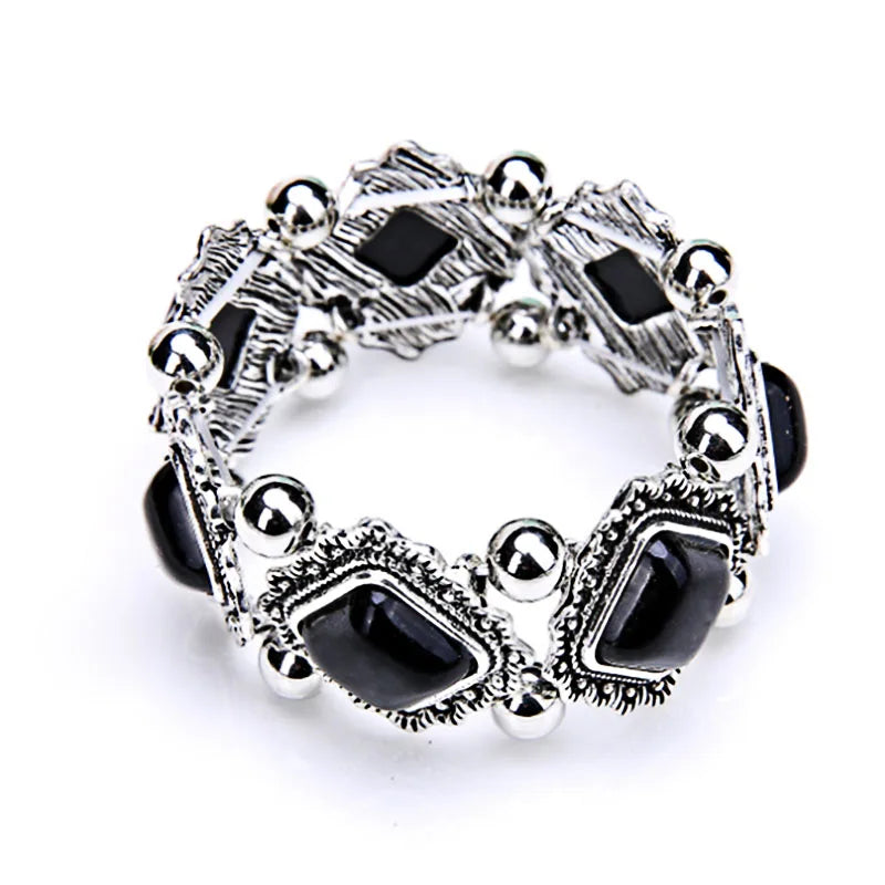Multicolor stone-look elastic bracelet for coastal cowgirl jewelry stacks