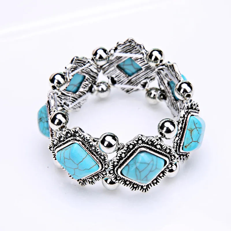 Multicolor stone-look elastic bracelet for coastal cowgirl jewelry stacks