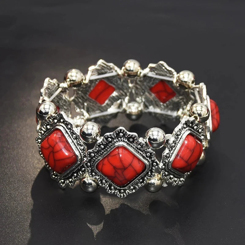 Multicolor stone-look elastic bracelet for coastal cowgirl jewelry stacks