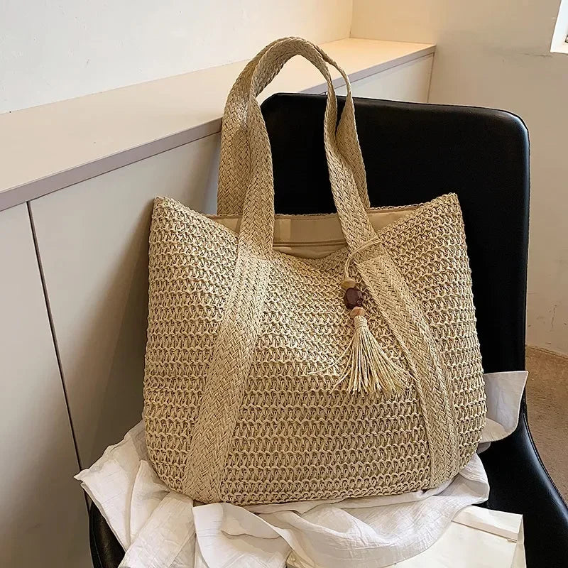 Straw woven tote bag for coastal cowgirl beach vacation outfits