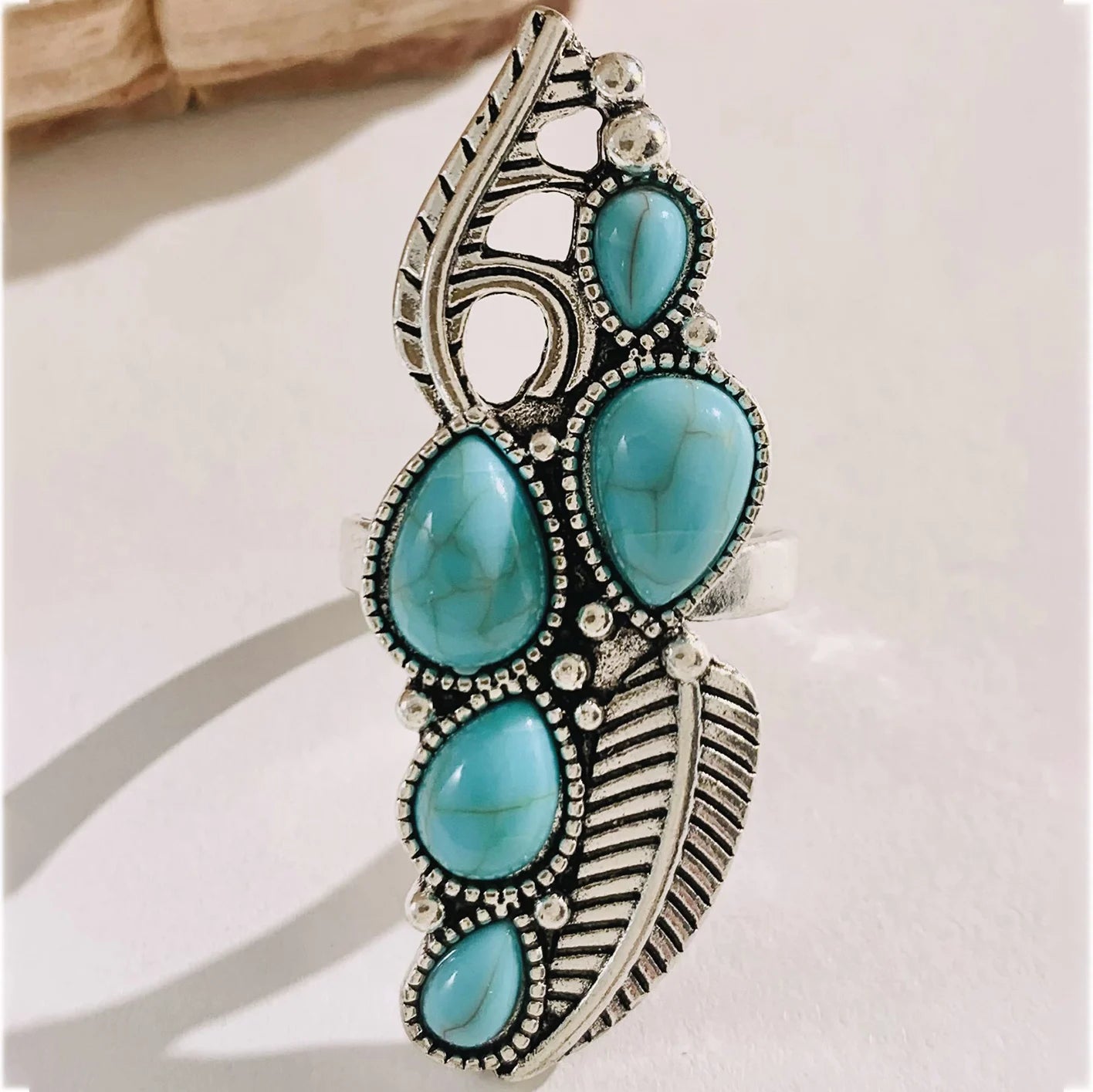 Turquoise-look western ring set for cowgirl stacking jewelry