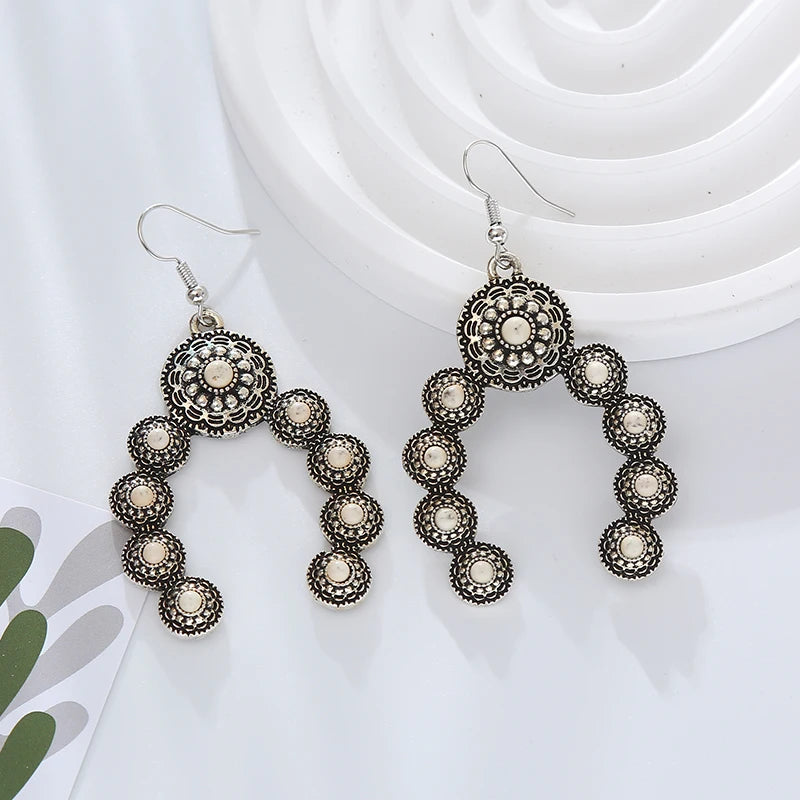 Turquoise-look statement earrings for western coastal cowgirl outfits