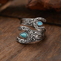 Turquoise-look adjustable statement ring for western coastal cowgirl jewelry stacks