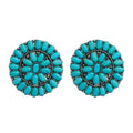 Round turquoise-look stud earrings for western coastal cowgirl outfits