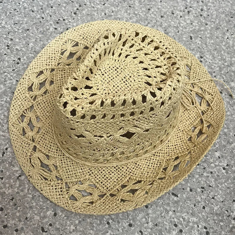 Straw western cowgirl hat for coastal cowgirl beach-to-bonfire outfits
