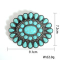 Turquoise-look western belt buckle with concho-style detail for coastal cowgirl outfits