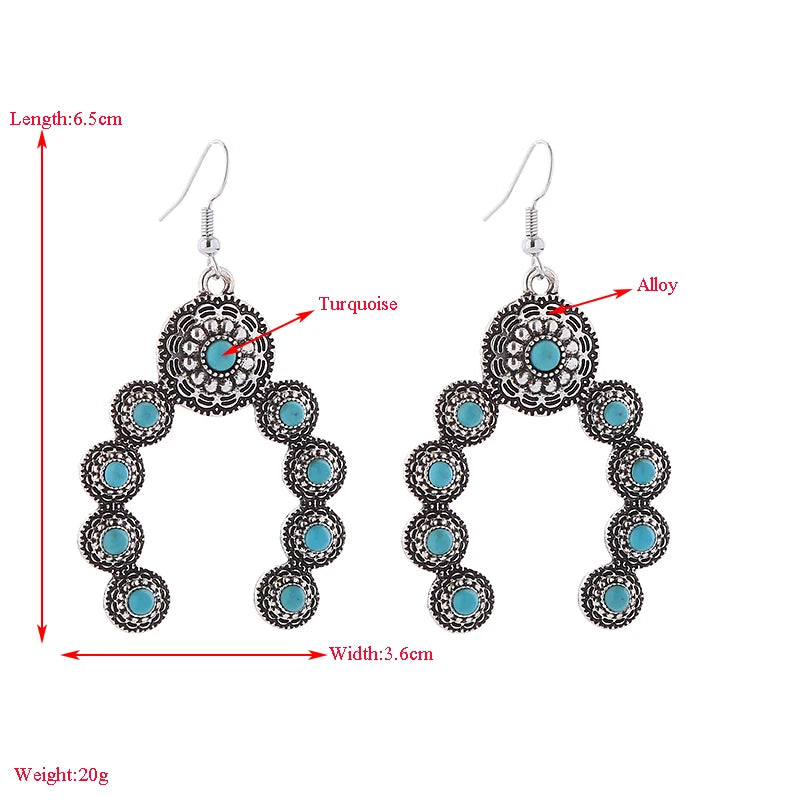 Turquoise-look statement earrings for western coastal cowgirl outfits