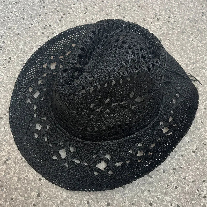 Straw western cowgirl hat for coastal cowgirl beach-to-bonfire outfits