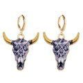 Colorful longhorn earrings for western cowgirl and coastal cowgirl outfits
