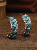 Turquoise-look C hoop earrings for western coastal cowgirl outfits