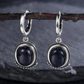 Blue stone-look hoop drop earrings for western coastal cowgirl outfits