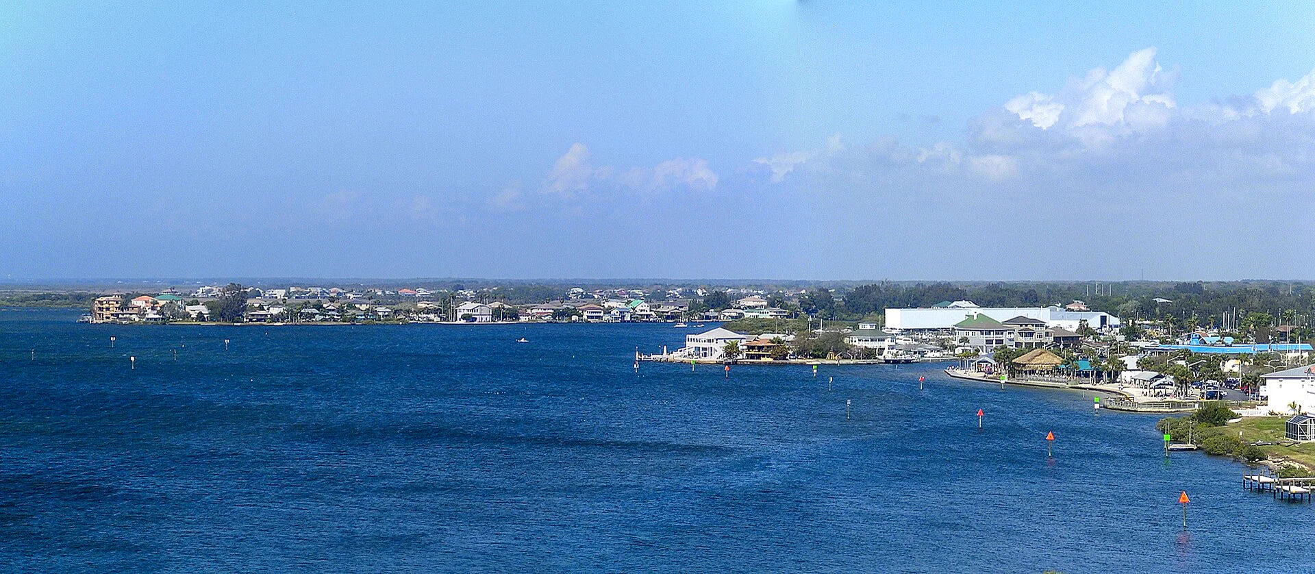 Port Hudson harbour and waterfront on a bright Gulf Coast day